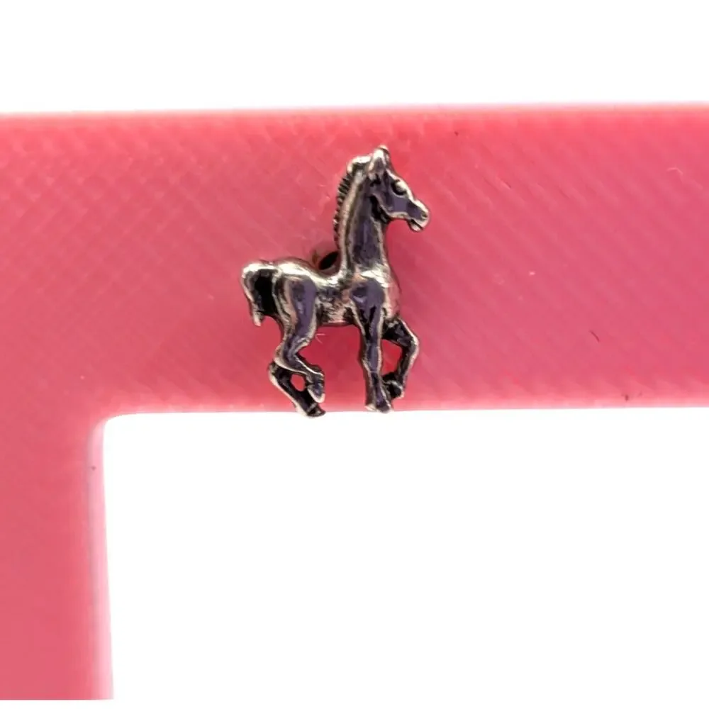 STERLING SILVER Horse Earrings Equestrian Prancing Horse Studs Pair Jewelry